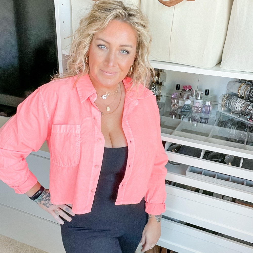 Universal Thread Button-Down Crop Shirt - image 1